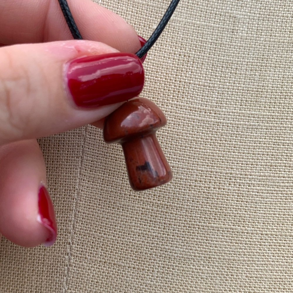 Handmade Stone/Glass Mushroom Amulet Necklace - Picture 5 of 11
